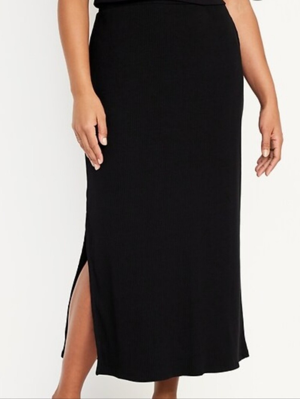 Old Navy High Waist Stretch Ribbed Black Maxi Skirt Size XL